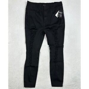 HT Denim Womens Hi-Rise Super Skinny Distressed Black Jeans Size 17 NWT 11849342